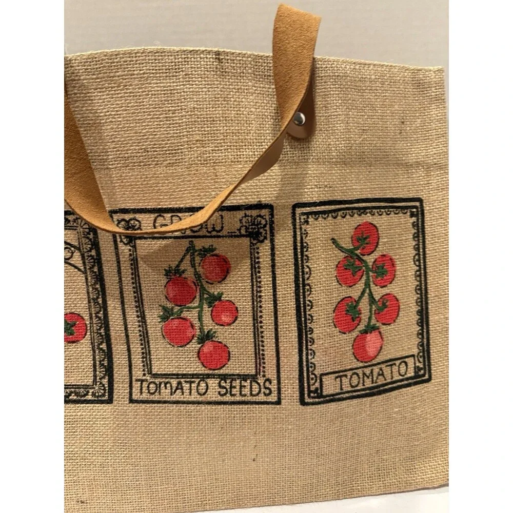 Martha Stewart Canvas Tomato Seeds Tote Bag. Styled like a rustic jute